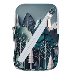 Forest Papercraft Trees Background Belt Pouch Bag (large) by Ravend