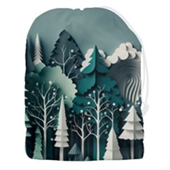 Forest Papercraft Trees Background Drawstring Pouch (3xl) by Ravend