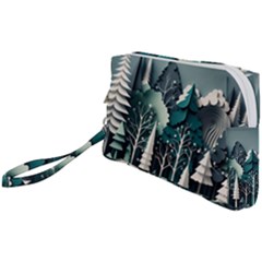 Forest Papercraft Trees Background Wristlet Pouch Bag (small) by Ravend