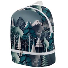 Forest Papercraft Trees Background Zip Bottom Backpack by Ravend