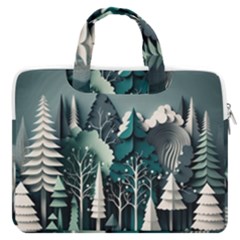 Forest Papercraft Trees Background Macbook Pro 16  Double Pocket Laptop Bag  by Ravend