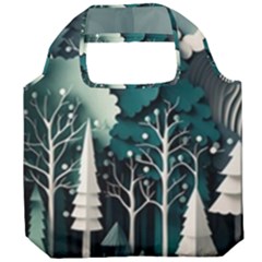 Forest Papercraft Trees Background Foldable Grocery Recycle Bag by Ravend