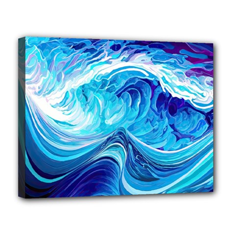 Tsunami Waves Ocean Sea Nautical Nature Water Canvas 14  X 11  (stretched) by Ravend