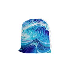 Tsunami Waves Ocean Sea Nautical Nature Water Drawstring Pouch (small) by Ravend