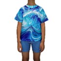 Tsunami Waves Ocean Sea Nautical Nature Water Kids  Short Sleeve Swimwear View1