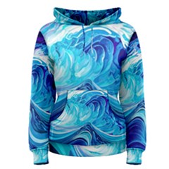 Tsunami Waves Ocean Sea Nautical Nature Water Women s Pullover Hoodie by Ravend