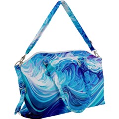 Tsunami Waves Ocean Sea Nautical Nature Water Canvas Crossbody Bag by Ravend