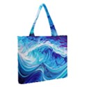 Tsunami Waves Ocean Sea Nautical Nature Water Zipper Medium Tote Bag View2