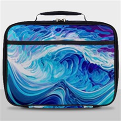 Tsunami Waves Ocean Sea Nautical Nature Water Full Print Lunch Bag by Ravend