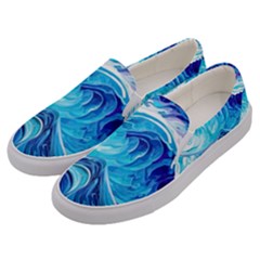 Tsunami Waves Ocean Sea Nautical Nature Water Men s Canvas Slip Ons by Ravend