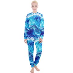 Tsunami Waves Ocean Sea Nautical Nature Water Women s Lounge Set by Ravend