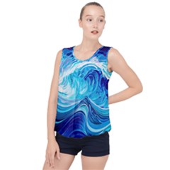 Tsunami Waves Ocean Sea Nautical Nature Water Bubble Hem Chiffon Tank Top by Ravend