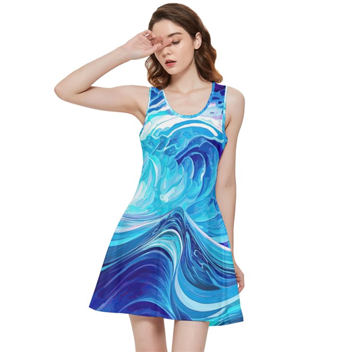 Tsunami Waves Ocean Sea Nautical Nature Water Inside Out Racerback Dress