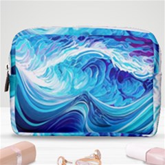 Tsunami Waves Ocean Sea Nautical Nature Water Make Up Pouch (medium) by Ravend