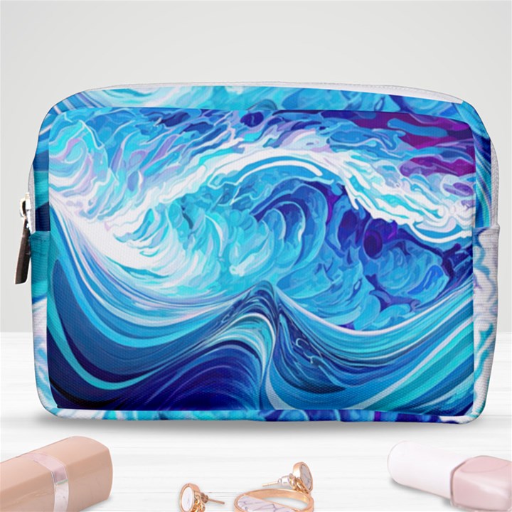 Tsunami Waves Ocean Sea Nautical Nature Water Make Up Pouch (Medium)