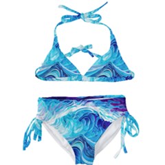 Tsunami Waves Ocean Sea Nautical Nature Water Kids  Classic Bikini Set by Ravend