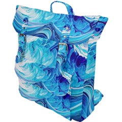 Tsunami Waves Ocean Sea Nautical Nature Water Buckle Up Backpack by Ravend