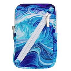 Tsunami Waves Ocean Sea Nautical Nature Water Belt Pouch Bag (small) by Ravend