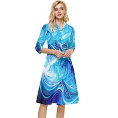 Tsunami Waves Ocean Sea Nautical Nature Water Classy Knee Length Dress by Ravend