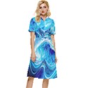 Tsunami Waves Ocean Sea Nautical Nature Water Button Top Knee Length Dress View1