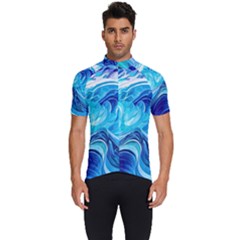 Tsunami Waves Ocean Sea Nautical Nature Water Men s Short Sleeve Cycling Jersey