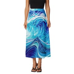 Tsunami Waves Ocean Sea Nautical Nature Water Classic Midi Chiffon Skirt by Ravend