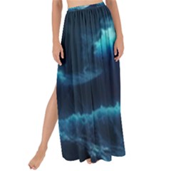 Moonlight High Tide Storm Tsunami Waves Ocean Sea Maxi Chiffon Tie-up Sarong by Ravend