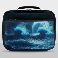 Moonlight High Tide Storm Tsunami Waves Ocean Sea Lunch Bag by Ravend