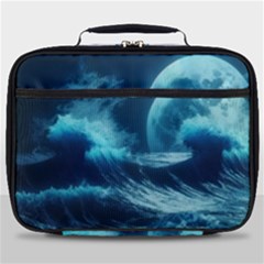 Moonlight High Tide Storm Tsunami Waves Ocean Sea Full Print Lunch Bag by Ravend