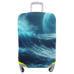 Moonlight High Tide Storm Tsunami Waves Ocean Sea Luggage Cover (medium) by Ravend