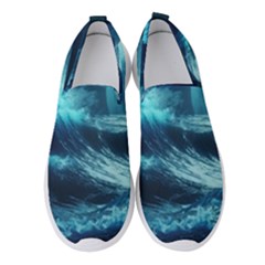 Moonlight High Tide Storm Tsunami Waves Ocean Sea Women s Slip On Sneakers by Ravend