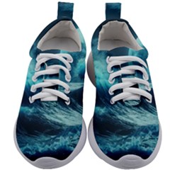 Moonlight High Tide Storm Tsunami Waves Ocean Sea Kids Athletic Shoes by Ravend