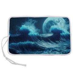 Moonlight High Tide Storm Tsunami Waves Ocean Sea Pen Storage Case (s) by Ravend