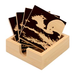 Moonlight High Tide Storm Tsunami Waves Ocean Sea Bamboo Coaster Set by Ravend