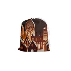 Gingerbread House Gingerbread Christmas Xmas Winter Drawstring Pouch (small) by Ravend