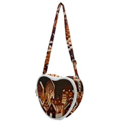 Gingerbread House Gingerbread Christmas Xmas Winter Heart Shoulder Bag by Ravend