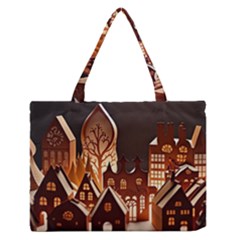 Gingerbread House Gingerbread Christmas Xmas Winter Zipper Medium Tote Bag by Ravend