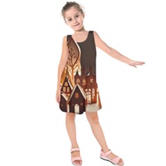 Gingerbread House Gingerbread Christmas Xmas Winter Kids  Sleeveless Dress by Ravend