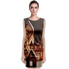 Gingerbread House Gingerbread Christmas Xmas Winter Sleeveless Velvet Midi Dress by Ravend