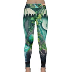 Waterfall Jungle Nature Paper Craft Trees Tropical Classic Yoga Leggings by Ravend