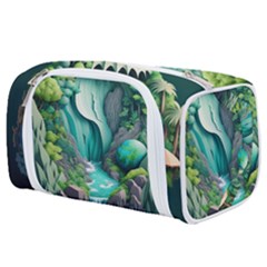 Waterfall Jungle Nature Paper Craft Trees Tropical Toiletries Pouch by Ravend