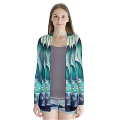 Waterfall Jungle Nature Paper Craft Trees Tropical Drape Collar Cardigan by Ravend