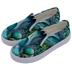 Waterfall Jungle Nature Paper Craft Trees Tropical Kids  Canvas Slip Ons by Ravend