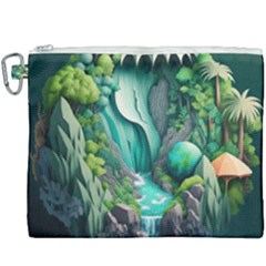 Waterfall Jungle Nature Paper Craft Trees Tropical Canvas Cosmetic Bag (xxxl) by Ravend