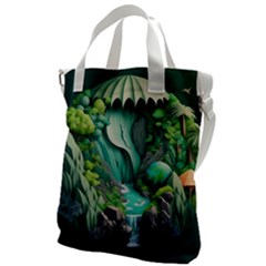 Waterfall Jungle Nature Paper Craft Trees Tropical Canvas Messenger Bag by Ravend