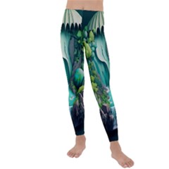 Waterfall Jungle Nature Paper Craft Trees Tropical Kids  Lightweight Velour Leggings by Ravend