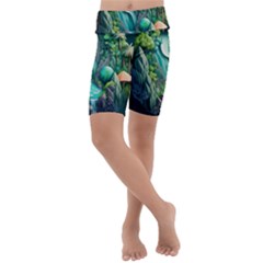 Waterfall Jungle Nature Paper Craft Trees Tropical Kids  Lightweight Velour Cropped Yoga Leggings by Ravend