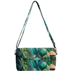 Waterfall Jungle Nature Paper Craft Trees Tropical Removable Strap Clutch Bag by Ravend