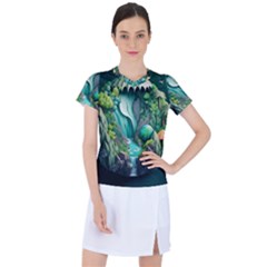 Waterfall Jungle Nature Paper Craft Trees Tropical Women s Sports Top by Ravend