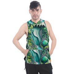 Waterfall Jungle Nature Paper Craft Trees Tropical Men s Sleeveless Hoodie by Ravend